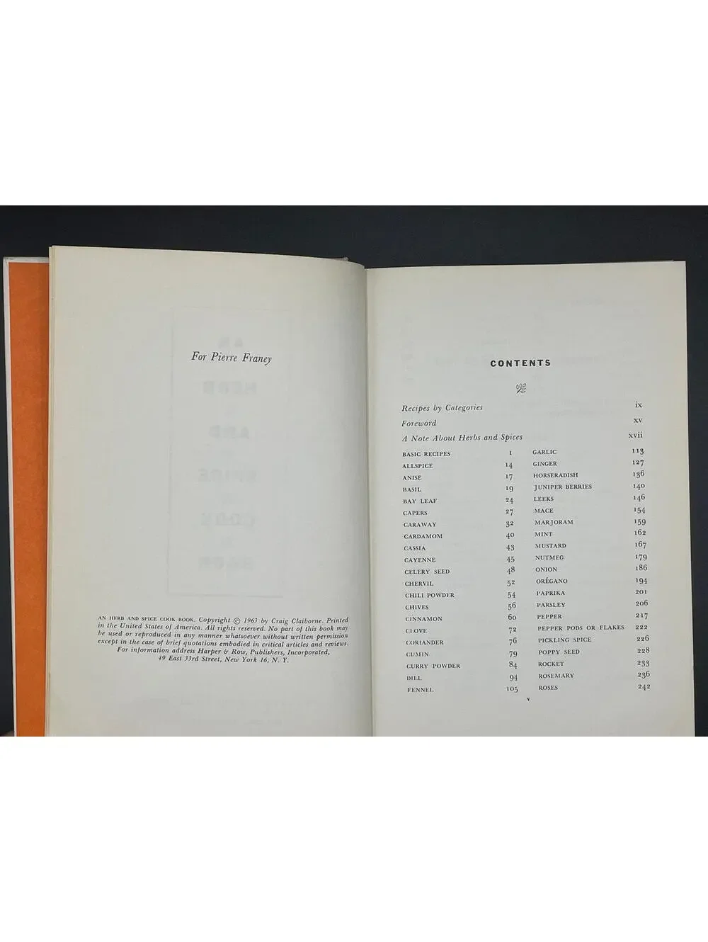 Vintage 1963 Herb & Spice Cookbook by Craig Claiborne